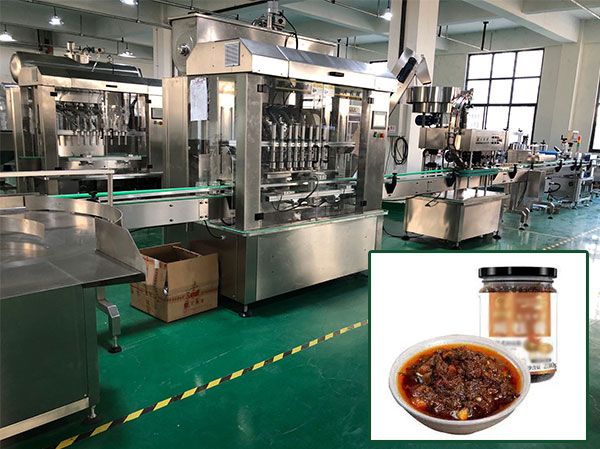 瓶装香菇酱灌装机生产线实拍图
