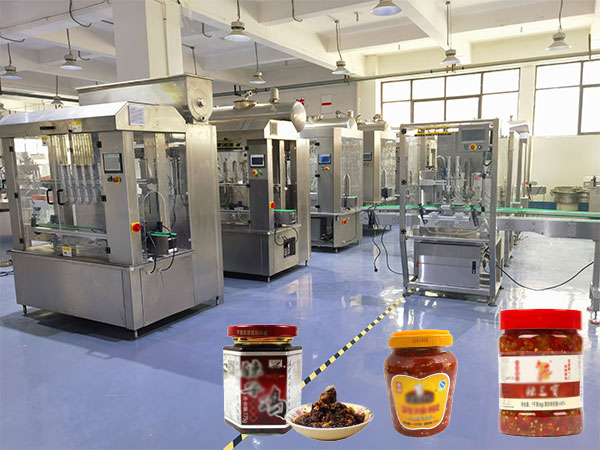 活塞式辣椒酱灌装机流水线